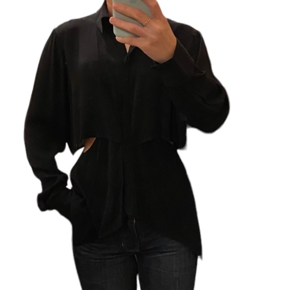 Tanya Taylor 100% silk black button down blouse. Size 2